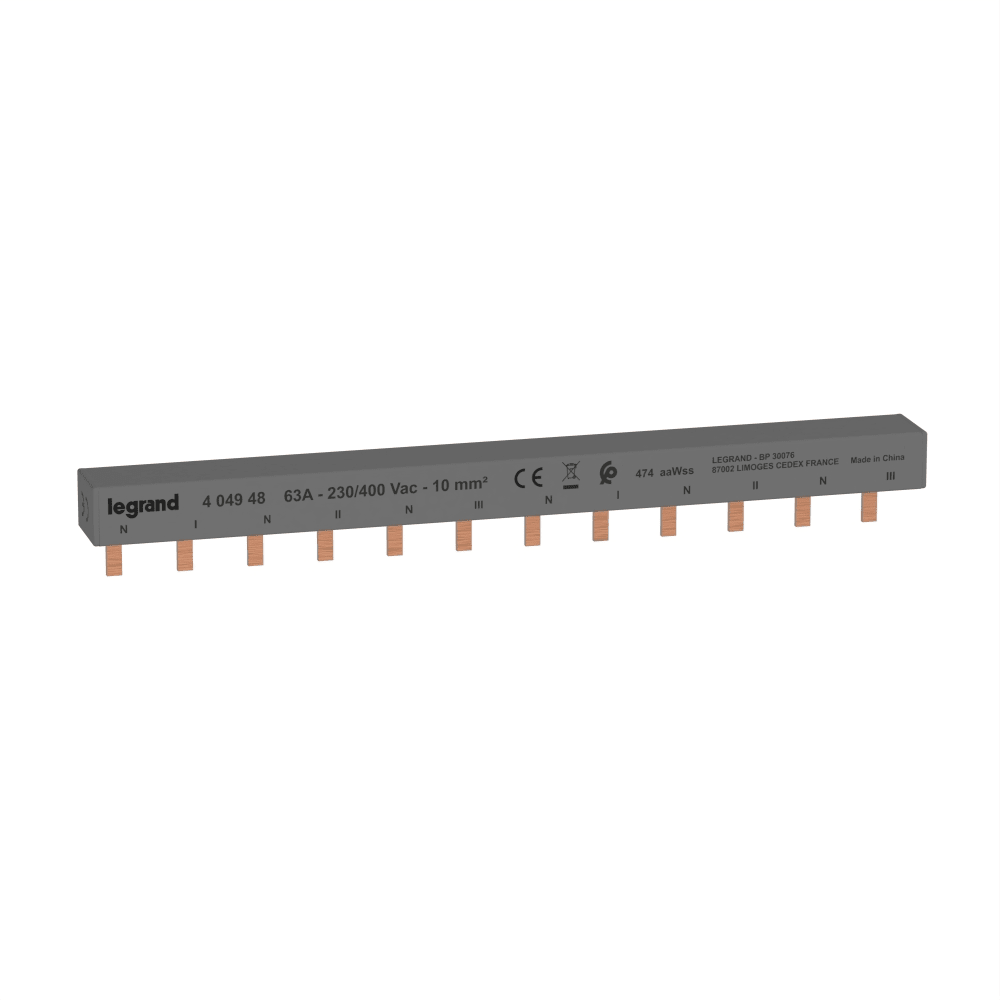 LEGRAND Rail met tanden 2P/3F - 6 app. 12 modules - 10 mm² 404948