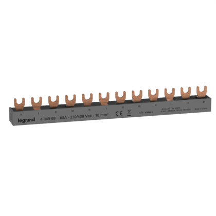 LEGRAND Rail met vorken 4P - 3 app. 12 modules - 10 mm² 404969