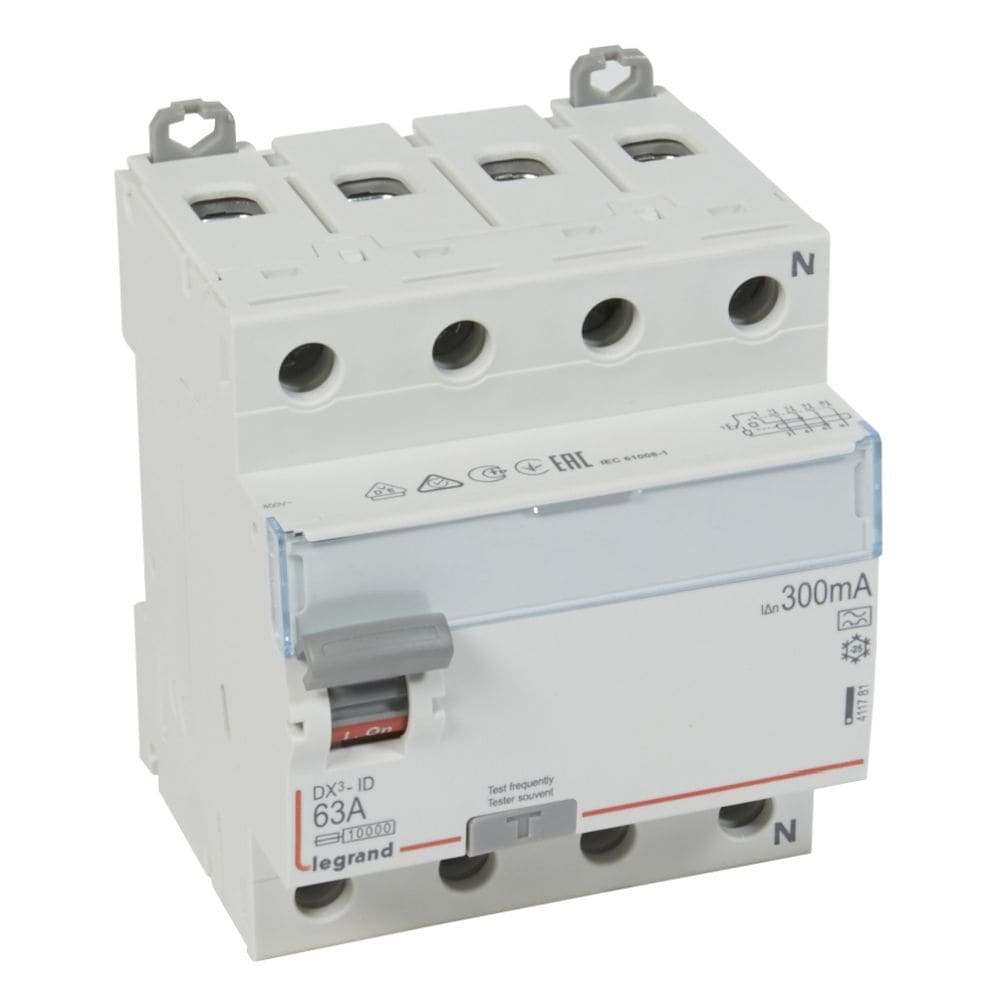 LEGRAND Differentieelschakelaar DX³ 4P 300mA 63A Type A - 4 modules 411781