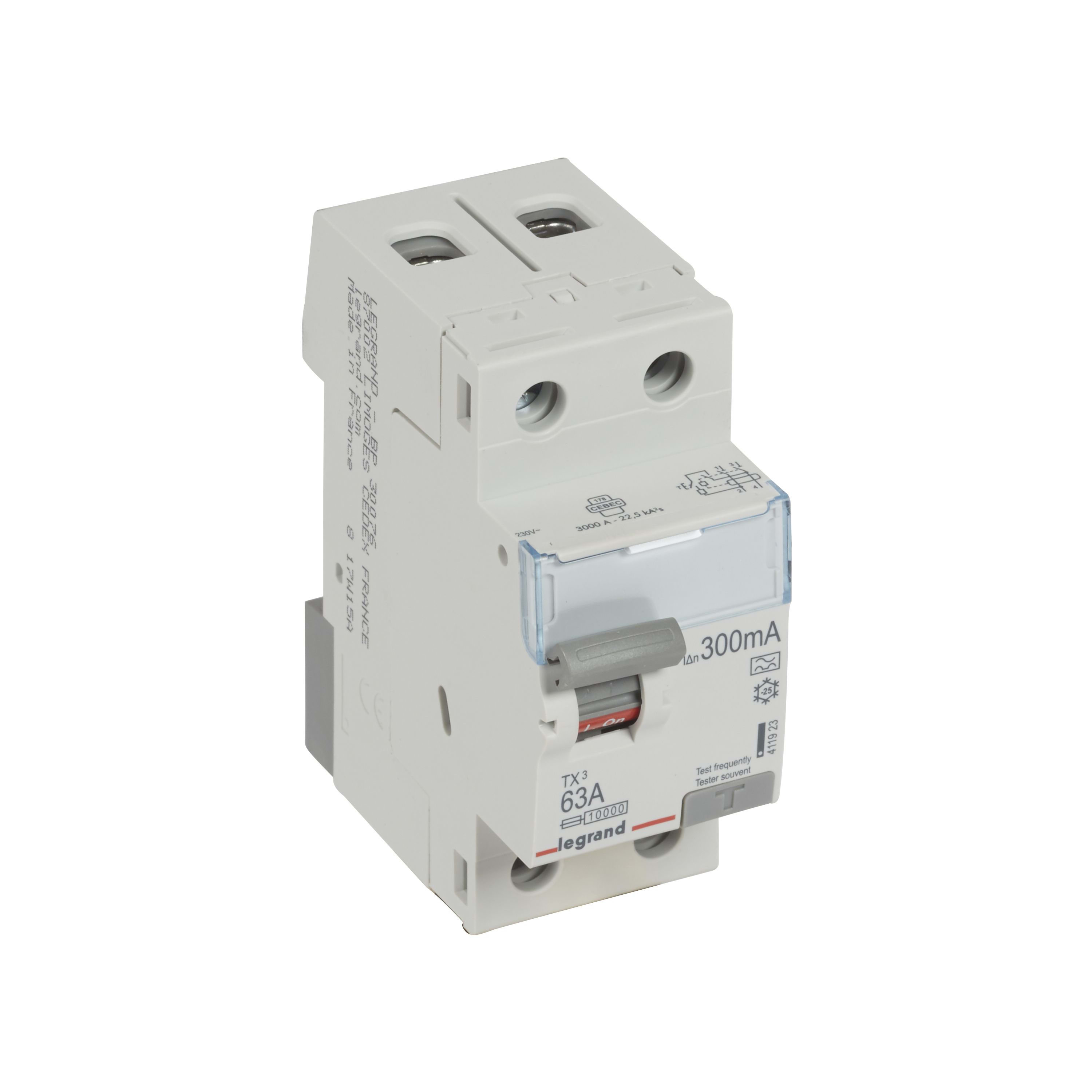LEGRAND Differentieelschakelaar TX³ 2P 300mA 63A Type A - 2 modules 411923