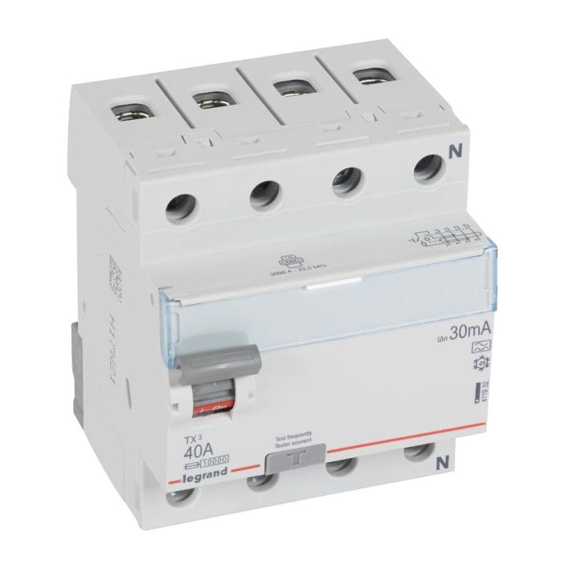 LEGRAND Differentieelschakelaar TX³ 4P 30mA 40A Type A - 4 modules 411932