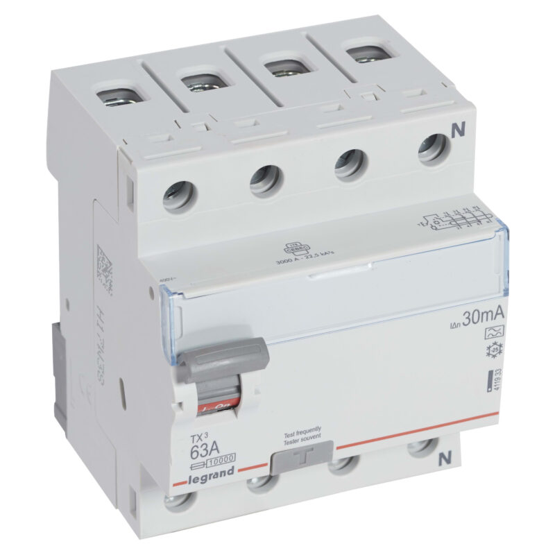 LEGRAND Differentieelschakelaar TX³ 4P 30mA 63A Type A - 4 modules 411933