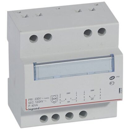LEGRAND Veiligheidstransfo 12/24V - 40VA 5 mod. 413097