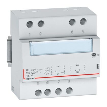 LEGRAND Veiligheidstransfo 12/24V - 63VA 5 modules 413098