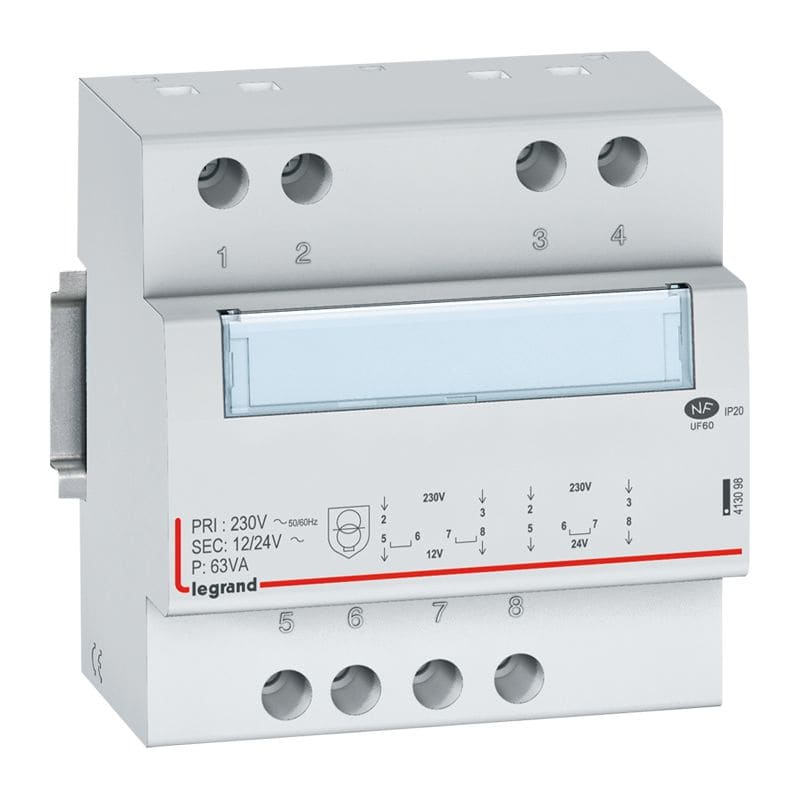 LEGRAND Veiligheidstransfo 12/24V - 63VA 5 modules 413098