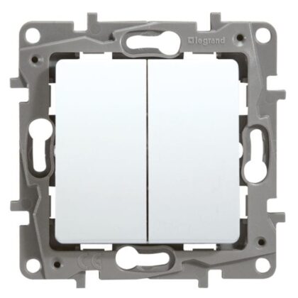 LEGRAND Niloé dubbele drukknop 6A 250V NO-NG wit met spanklauwen 664508