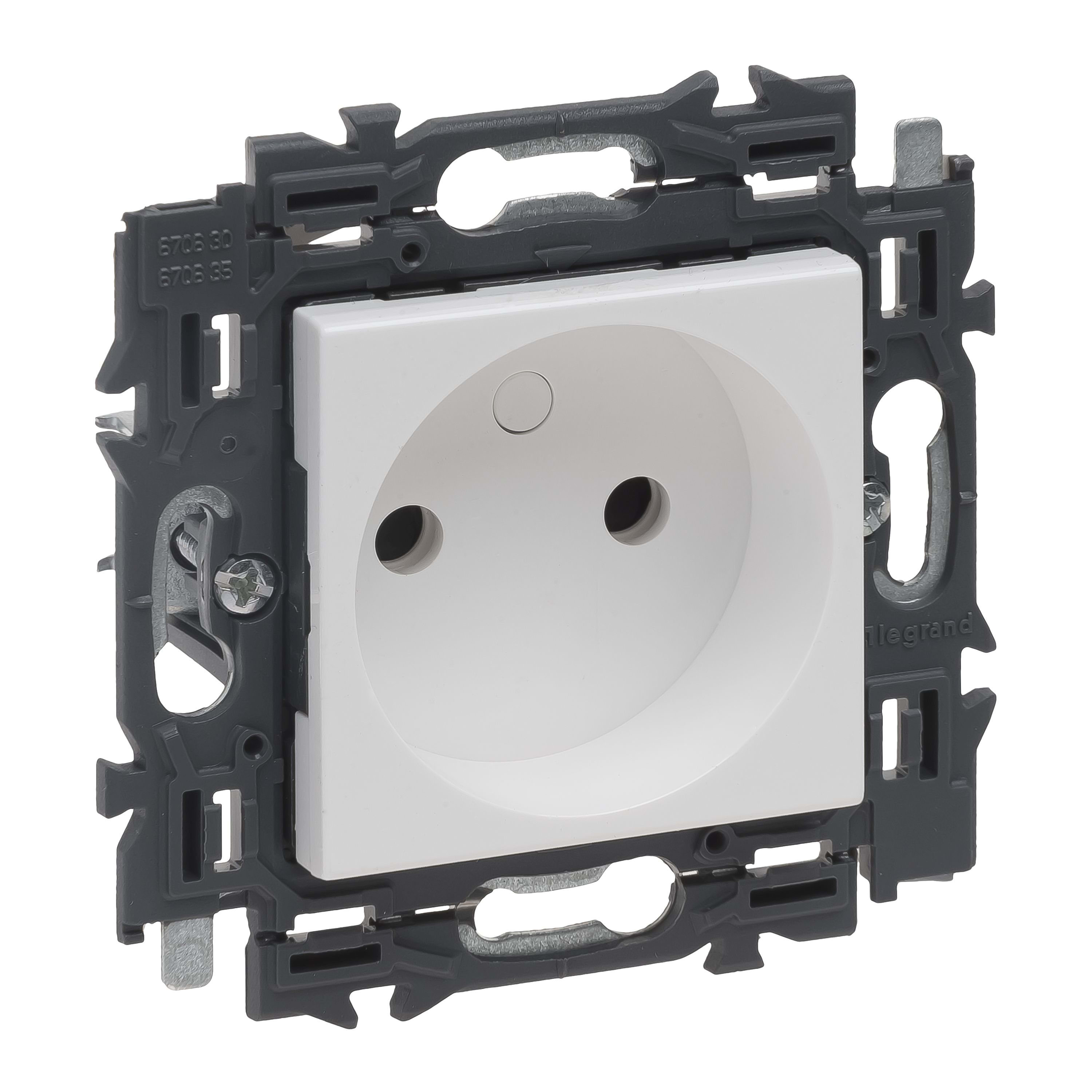 LEGRAND Valena Next contactdoos 2P zonder aarding volledig apparaat wit met spanklauwen 741521