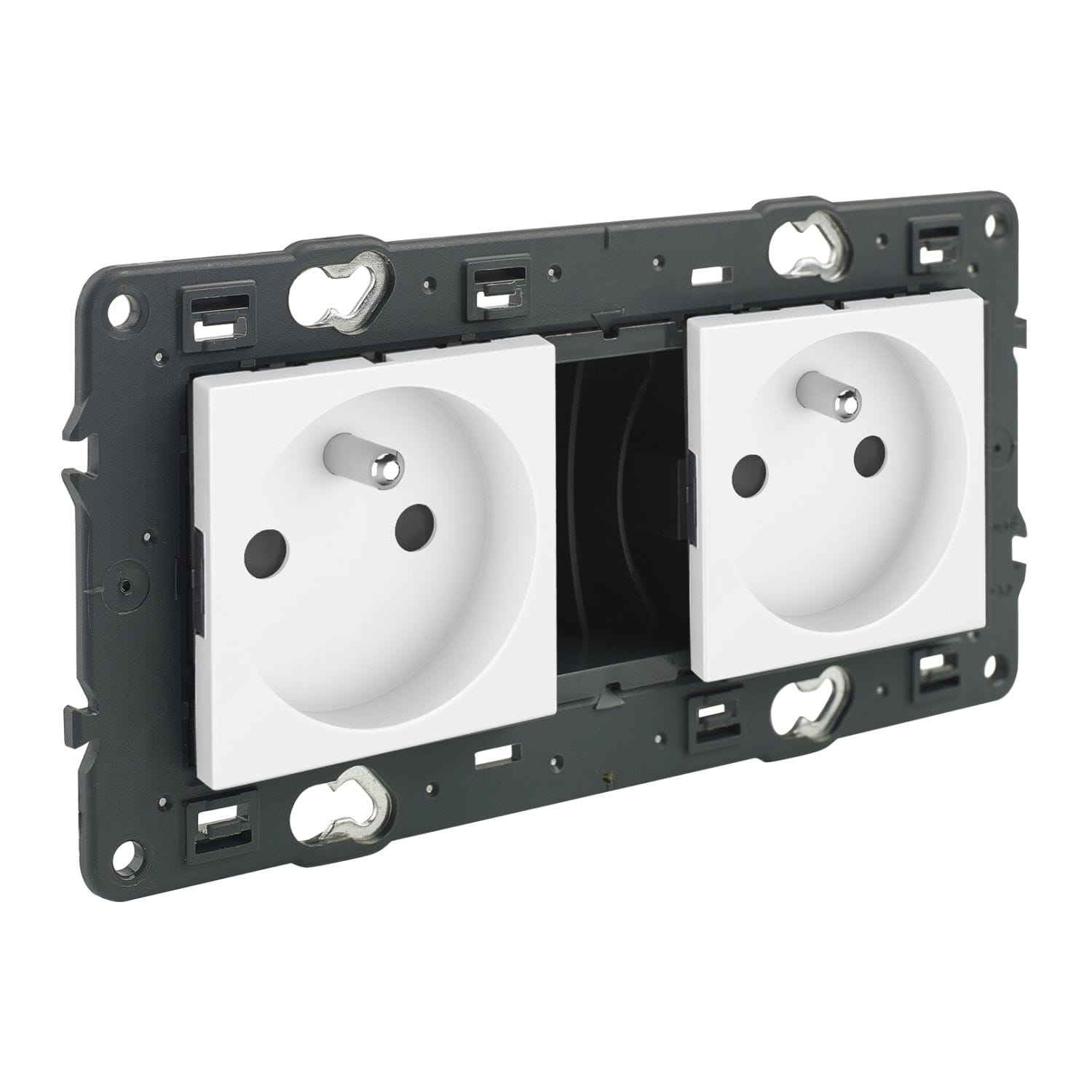 LEGRAND Valena Next contactdoos 2x2P+A voorbekabeld volledig apparaat wit met schroefbev 741522