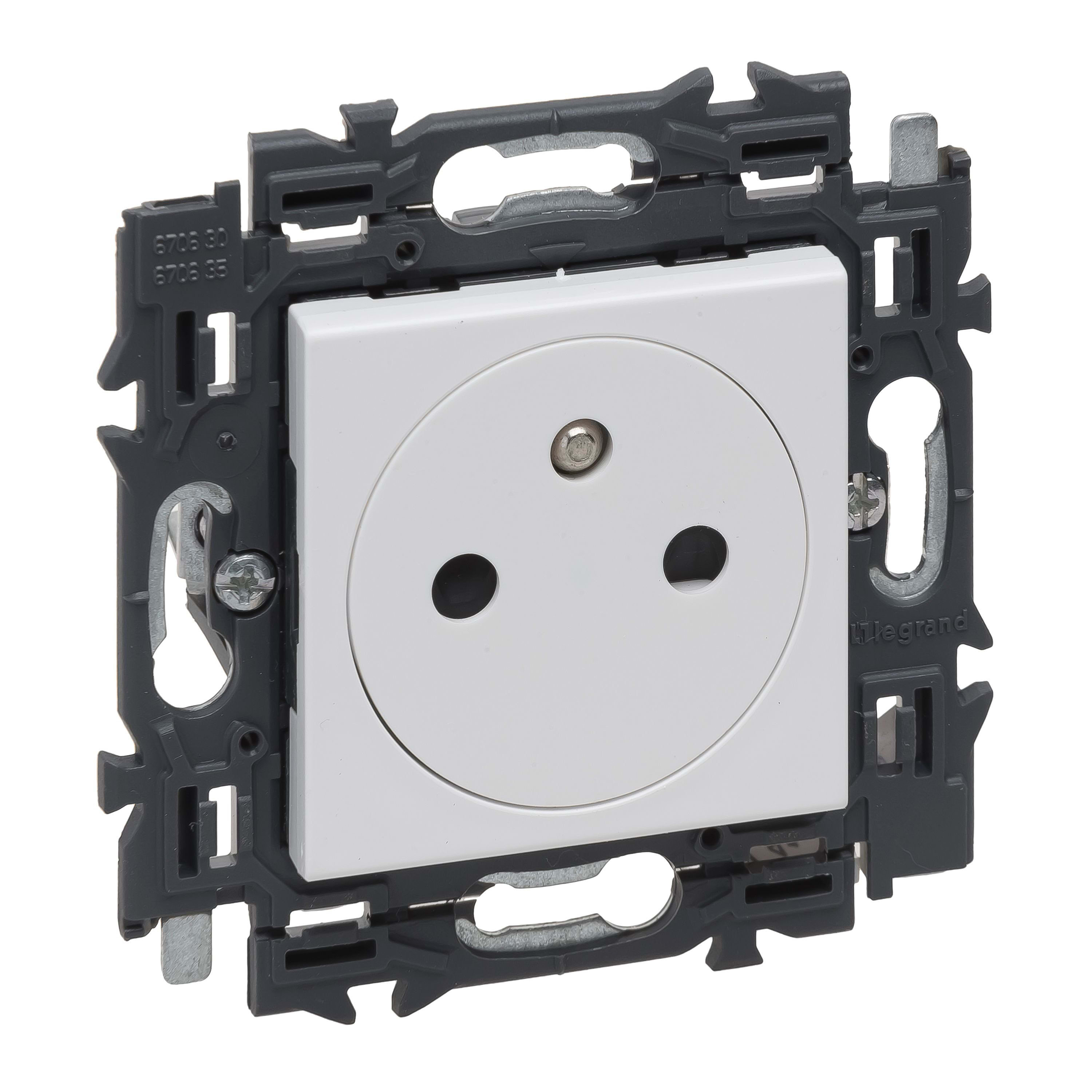 LEGRAND Valena Next vlakke contactdoos 2P+A 16A volledig apparaat wit met spanklauwen 741530