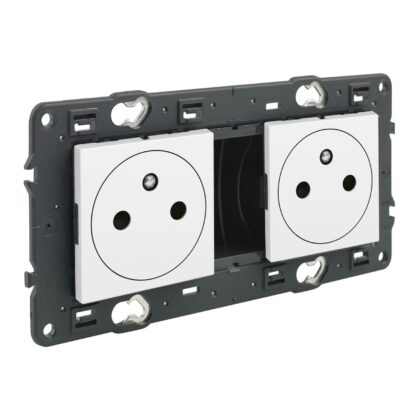 LEGRAND Valena Next vlakke contactdoos 2x2P+A 16A volledig apparaat wit met schroefbev 741532