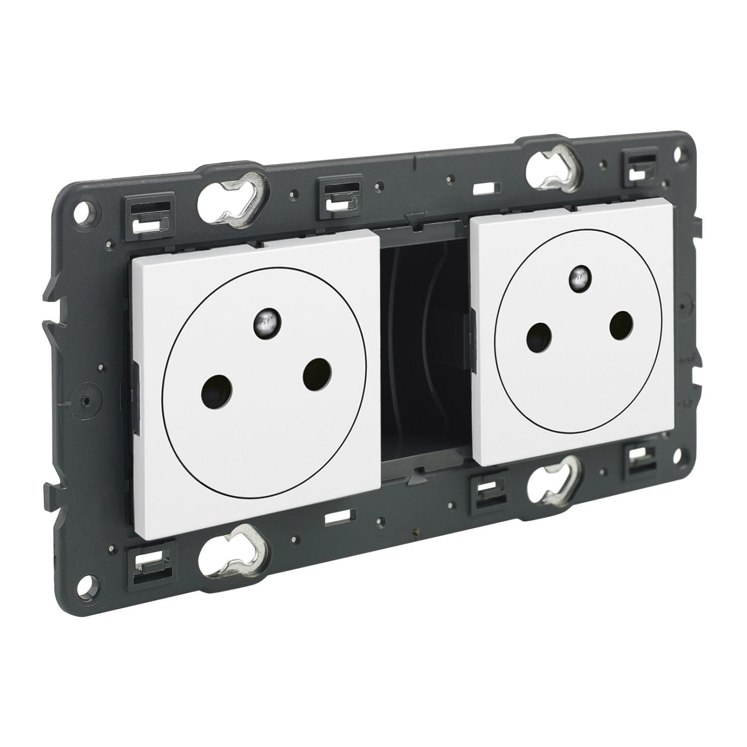 LEGRAND Valena Next vlakke contactdoos 2x2P+A 16A volledig apparaat wit met schroefbev 741532