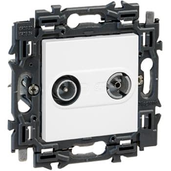 LEGRAND Valena Next TV/FM contactdoos kabelnetwerk volledig apparaat wit met spanklauwen 741572