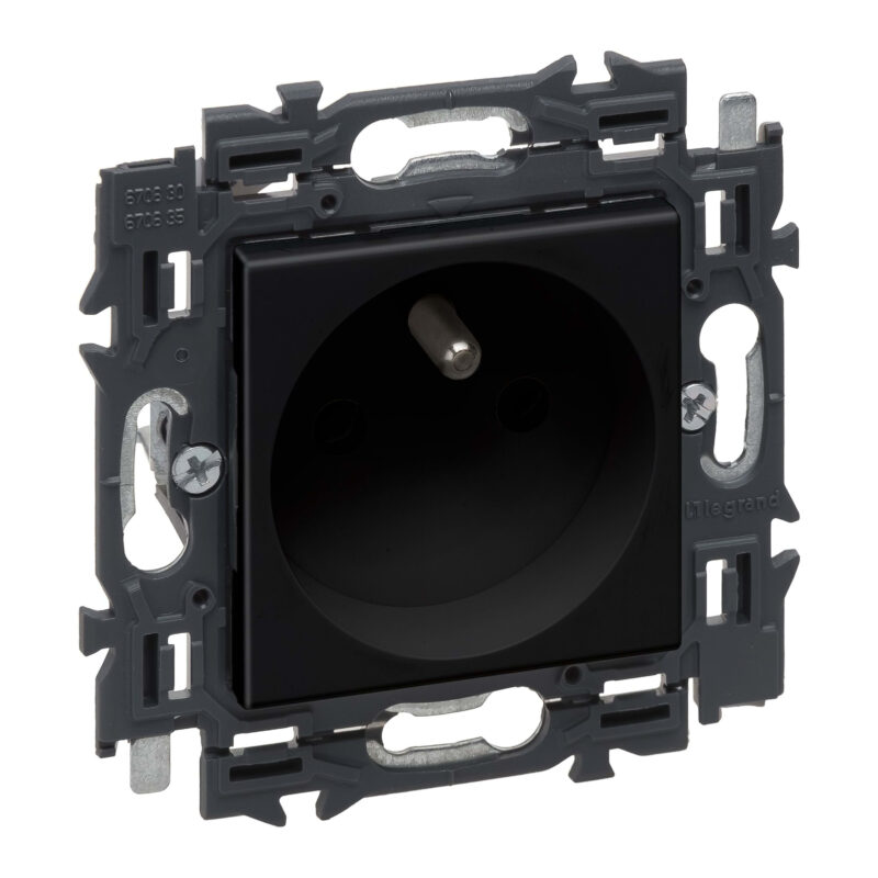LEGRAND Valena Next contactdoos 2P+A 16A volledig apparaat zwart met spanklauwen 741720