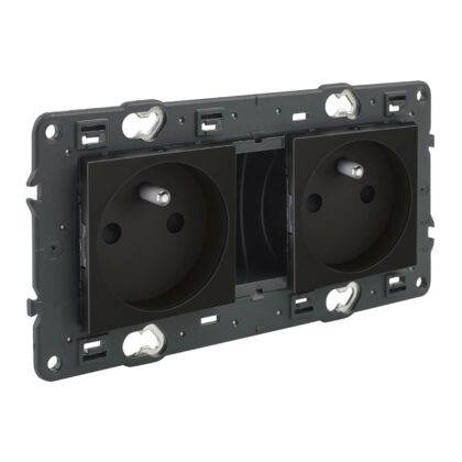 LEGRAND Valena Next contactdoos 2x2P+A voorbekabeld volledig apparaat zwart met schroef 741722
