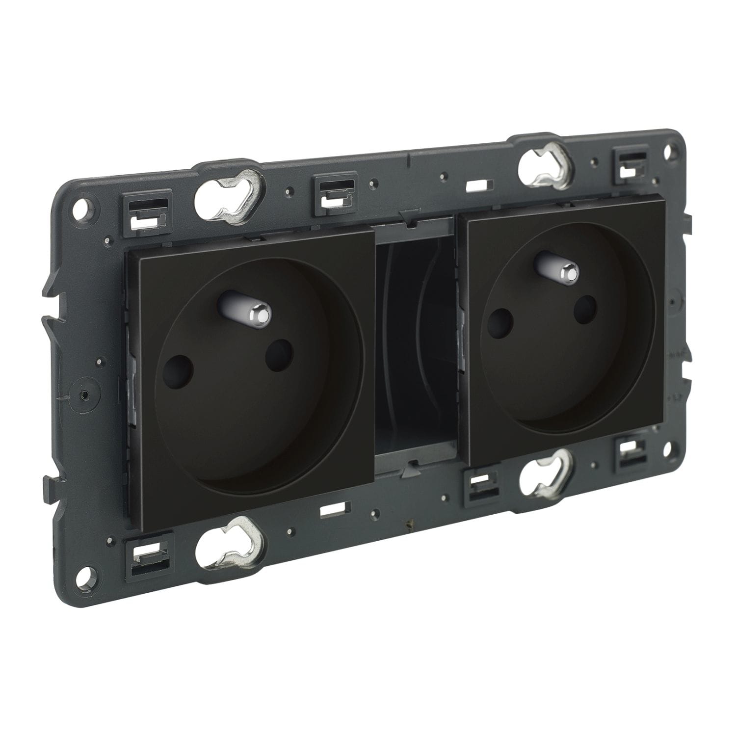 LEGRAND Valena Next contactdoos 2x2P+A voorbekabeld volledig apparaat zwart met schroef 741722