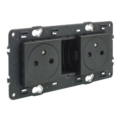 LEGRAND Valena Next vlakke contactdoos 2x2P+A 16A volledig apparaat zwart met schroef 741732