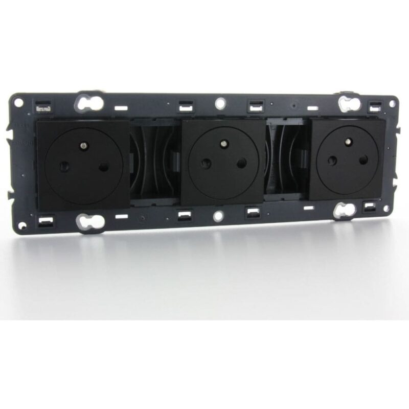 LEGRAND Valena Next vlakke contactdoos 3x2P+A 16A volledig apparaat zwart met schroef 741733