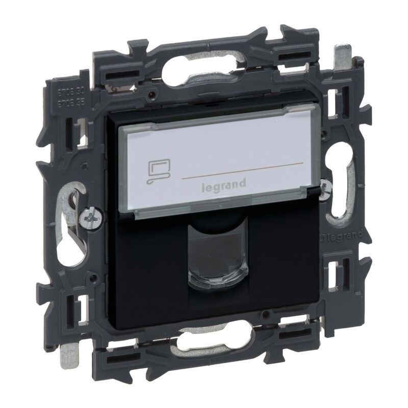 LEGRAND Valena Next contactdoos RJ45 UTP cat6 volledig apparaat zwart met spanklauwen 741770