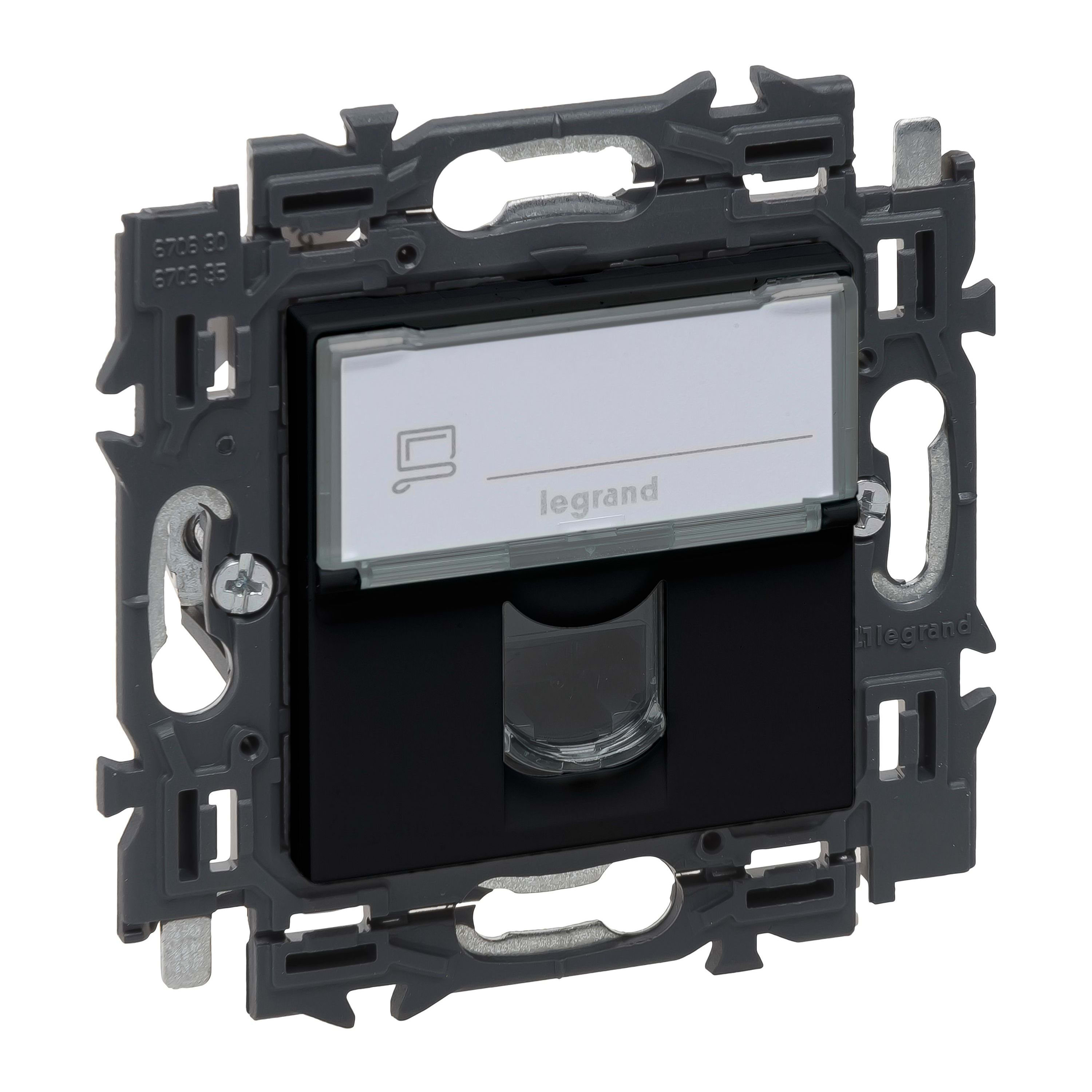 LEGRAND Valena Next contactdoos RJ45 UTP cat6 volledig apparaat zwart met spanklauwen 741770