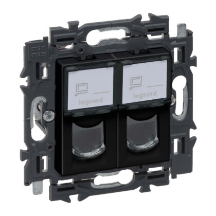 LEGRAND Valena Next contactdoos 2xRJ45 UTP cat6 volledig apparaat zwart met spanklauwen 741771