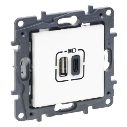 LEGRAND Niloé 2xUSB A+C 3A-15W met spanklauwen - wit NNP3403WH