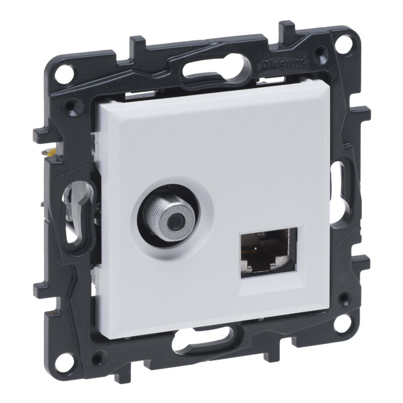 LEGRAND Niloé ctdoos TV/RJ45-UTP-cat6 met spanklauwen - wit NNP493WH