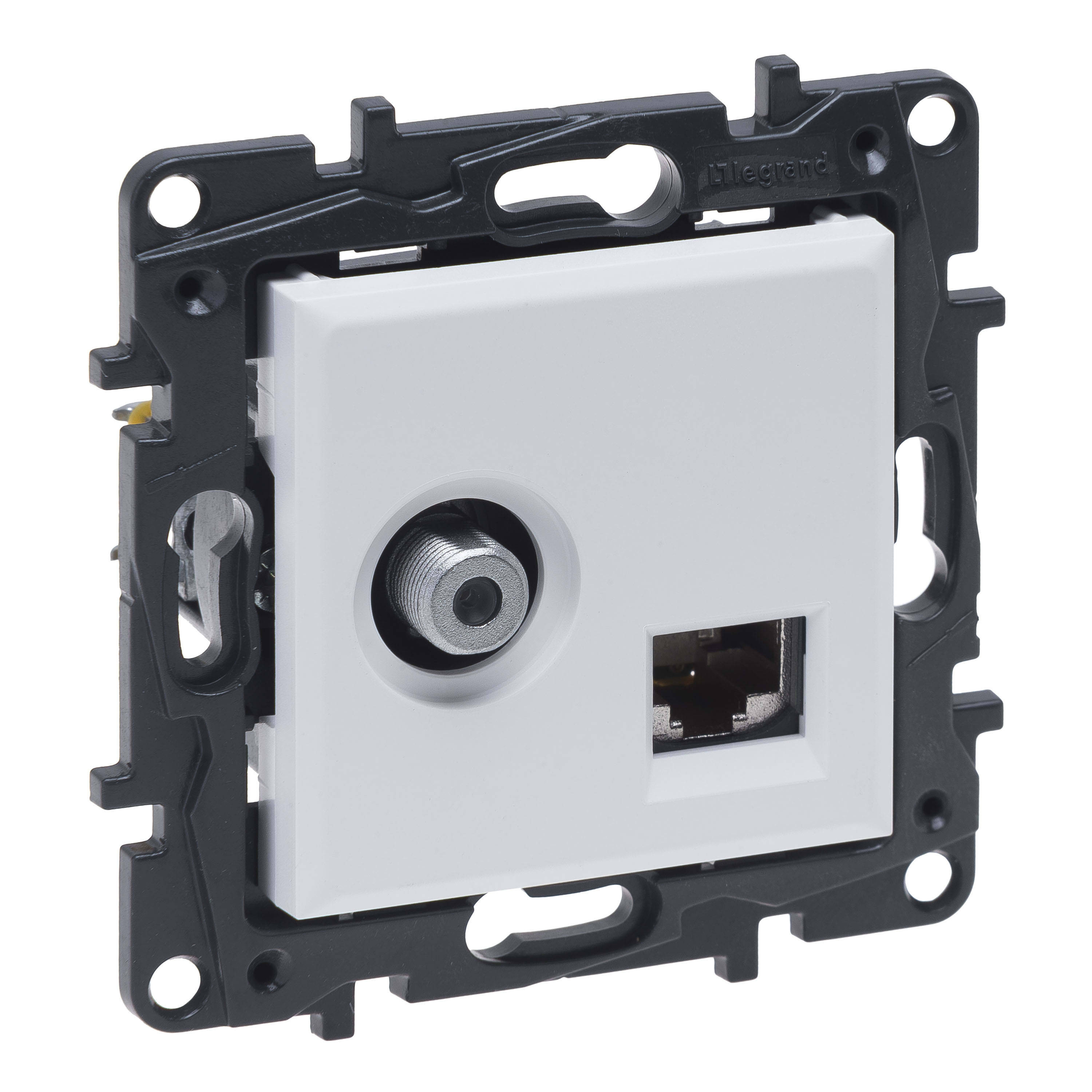 LEGRAND Niloé ctdoos TV/RJ45-UTP-cat6 met spanklauwen - wit NNP493WH