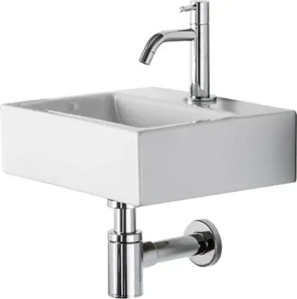 Conima Mini Delta handenwasserset 340 x 285 x 100 mm - wit - met kraangat - zonder overloop - met kraan chroom - met sifon - met plug - met bevestiging LG50017001