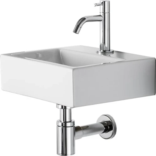 Conima Mini Delta handenwasserset 340 x 285 x 100 mm - wit - met kraangat - zonder overloop - met kraan chroom - met sifon - met plug - met bevestiging LG50017001