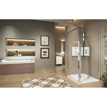 Novellini Lunes 2.0 F zijwand 900 x 1950 mm - mat zilvergrijs - transparant (regelbaar 840-900 mm) LUNF84-1J