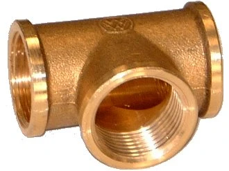 Brassline messing verloop T-stuk FFF 3/4 x 1/2 x 3/4 (zak 10st) - prijs per stuk - enkel geschikt voor water M130993545