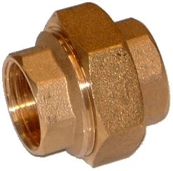 Brassline messing 3-delige rechte koppeling conisch dichtend FF 4/4 x 4/4 - prijs per stuk - enkel geschikt voor water M340993066