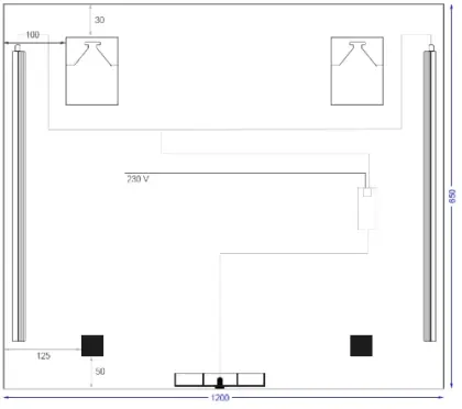 Universal spiegelpaneel 1200 x 650 mm - 2 verticale led - sensor M.BAT4.C.650X1200.1