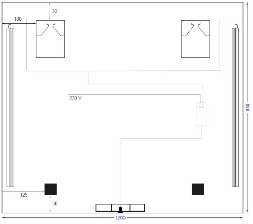 Universal spiegelpaneel 1200 x 650 mm - 2 verticale led - sensor M.BAT4.C.650X1200.1