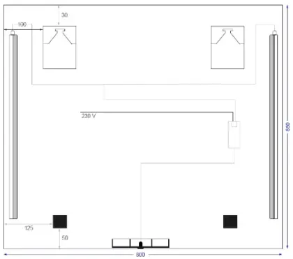 Universal spiegelpaneel 800 x 650 mm - 2 verticale led - sensor M.BAT4.C.650X800.1