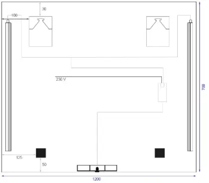 Universal spiegelpaneel 1200 x 700 mm - 2 verticale led - sensor M.BAT4.C.700x1200
