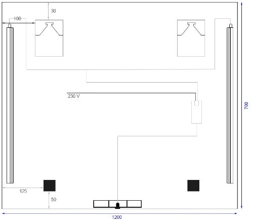 Universal spiegelpaneel 1200 x 700 mm - 2 verticale led - sensor M.BAT4.C.700x1200