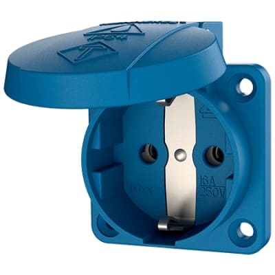 MENNEKES Inbouwcontactdoos SCHUKO 16A 2P+A 230V blauw/grijs IP54 met klapdeksel M11031