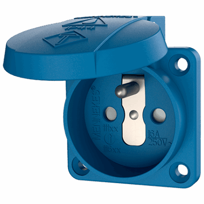 MENNEKES Inbouwcontactdoos SCHUKO 16A 2P+A 230V blauw/grijs IP44 met klapdeksel M11161