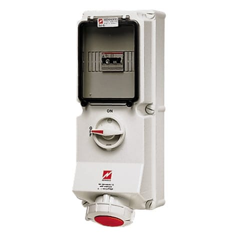 MENNEKES Wandcontactdoos geschakeld DUO 63A 4P 6H 400V rood IP67