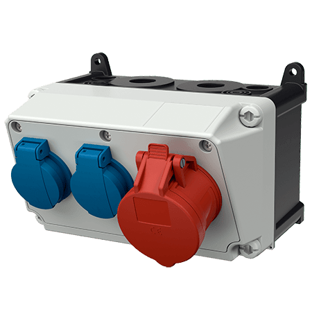 MENNEKES Contactdoos combinatie Amaxx met 1x CEE 16A 5P 400V + 2x NF 16A 2P+A 230V IP44 M910011