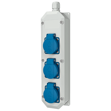 MENNEKES Verdeeldoos 3x SCHUKO 16A 2P+A 230V met kinderveiligheid en klemmen tot 3x4 mm² M96700NF