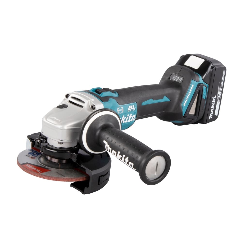 Makita Haakse slijper 18V 125mm + 1 DC18RC + 2 x BL1850 + Makpac DGA506RTJ