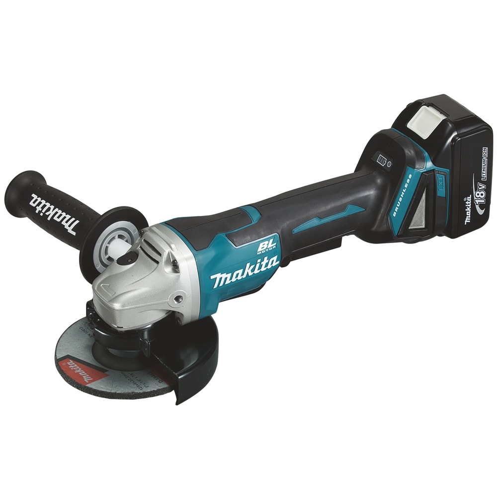 Makita Haakse slijper 18V lepelschakelaar 125mm + 1 DC18RC + 2 x BL1850 + Makpac DGA508RTJ