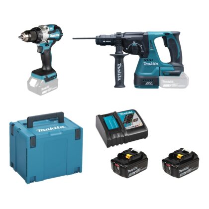Makita Combiset LXT® bestaande uit: DDF489 + DHR243 + 2x BL1850 + DC18RC + MakPac. DLX2522TJ