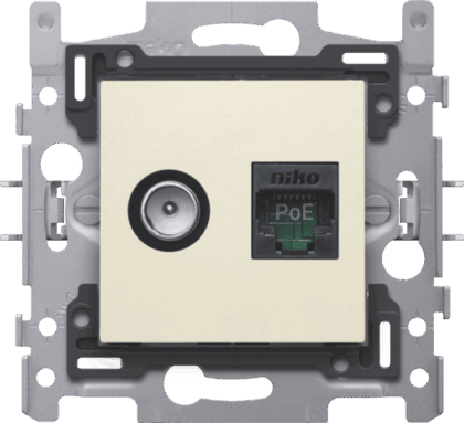 NIKO Coax/rj45 utp cat5e + afwerking