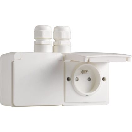 NIKO Hydro spuitwaterdicht dubbel hor. stopcontact met penaarde