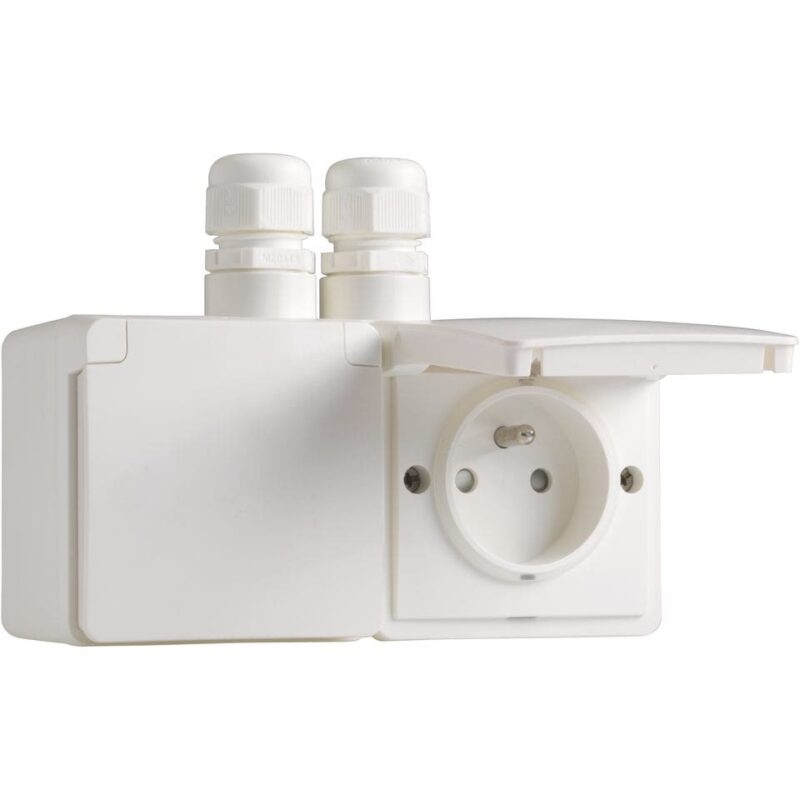 NIKO Hydro spuitwaterdicht dubbel hor. stopcontact met penaarde