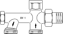 Oventrop UNO-eenpijpsaansluitblok 1/2 G:3/4 bu met instelbare by-pass oventrop 1013162