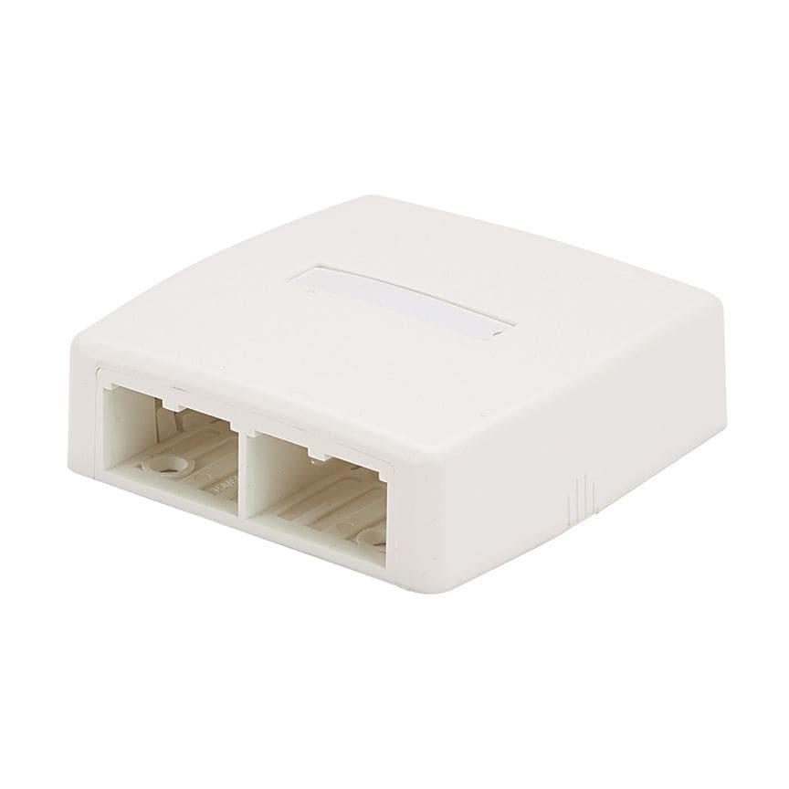 PANDUIT Mini Com 4 port Surf Mt Box w/quick release cover and adhesive arctic white CBXQ4AW-A
